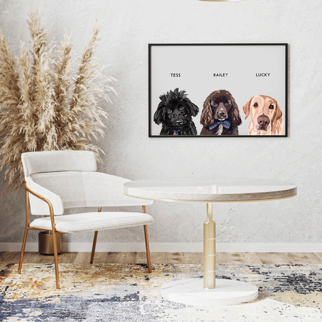 3 Pets Framed Portrait